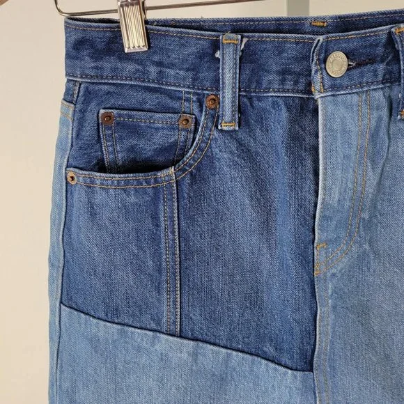 LEVIS Color block Denim Mini Skirt Sz 25 - Picture 2 of 7